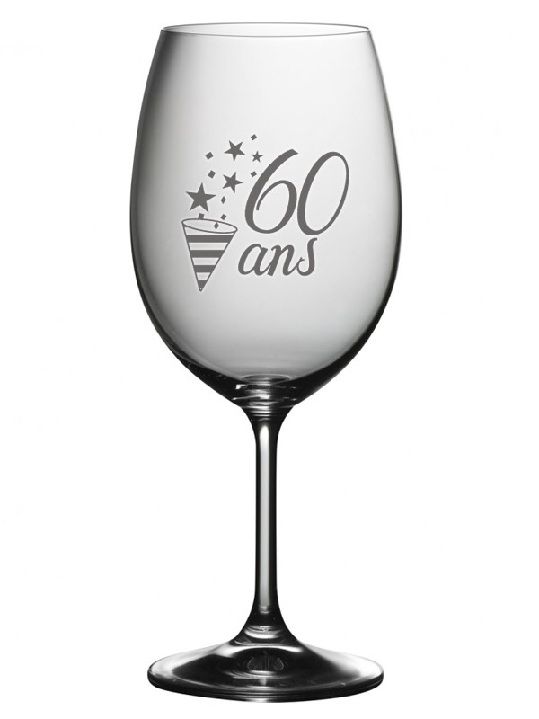 avec Les NOMBRES des ÂGES gravés FRAMAN Verre de vin VIN pour Cadeau d'anniversaire Original 60 Ans Noir 